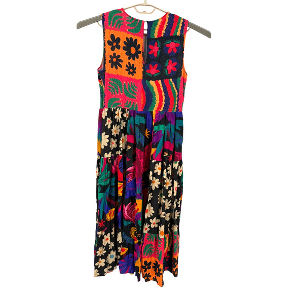 Farm Rio Sleeveless Patchwork Print Maxi Dress Floral Boho Size XS - Picture 5 of 8